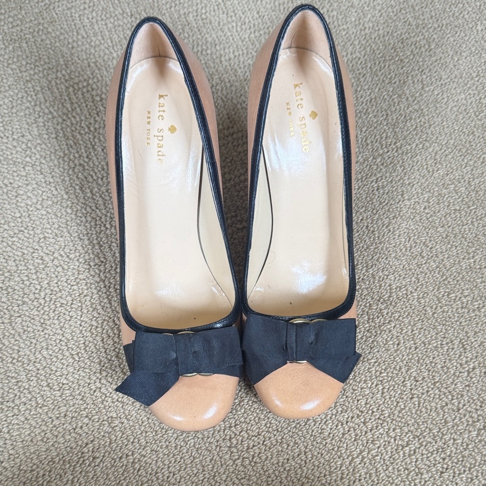Kate Spade Tan and Black Heels with Bow